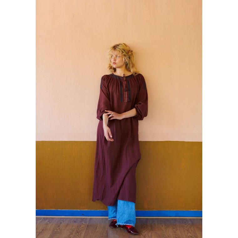 HABIBA - ROMANIA LONG DRESS - BURGUNDY