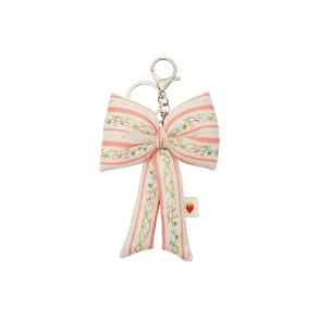 Maanesten - Fabric Bow Keychain - Summer Stripes Peach