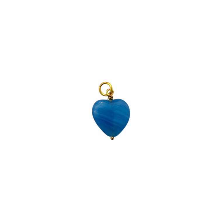 PICO - French Grande Heart Pendant - Blue - forgyldt
