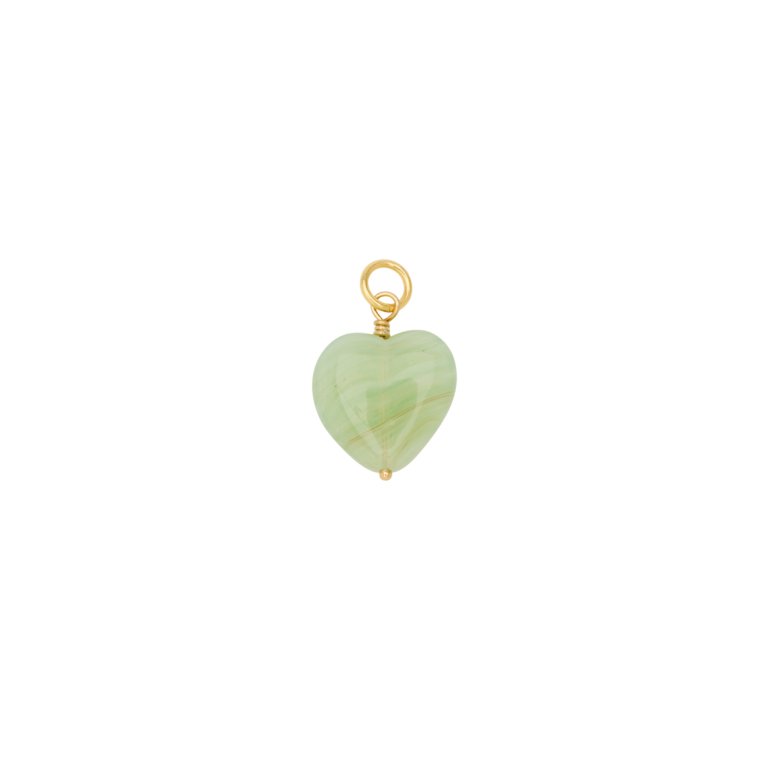 PICO - French Grande Heart Pendant - Jade Green - Forgyldt