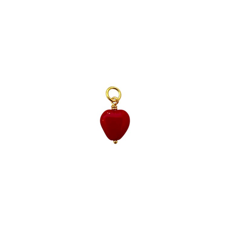 PICO - French Petite Heart Pendant - red - forgyldt