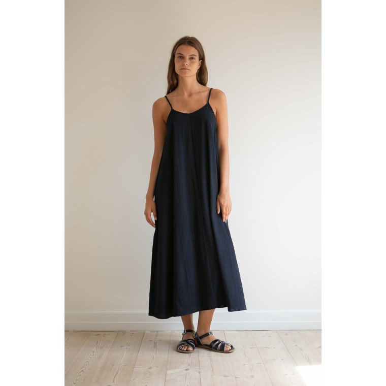 Studio Feder - GERDA DRESS - SEERSUCKER - NAVY