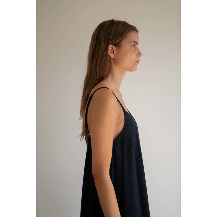 Studio Feder - GERDA DRESS - SEERSUCKER - NAVY