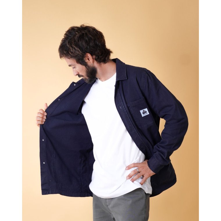 ELSK - HERRINGBONE MEN'S SIGNATURE OVERSHIRT - DARK NAVY