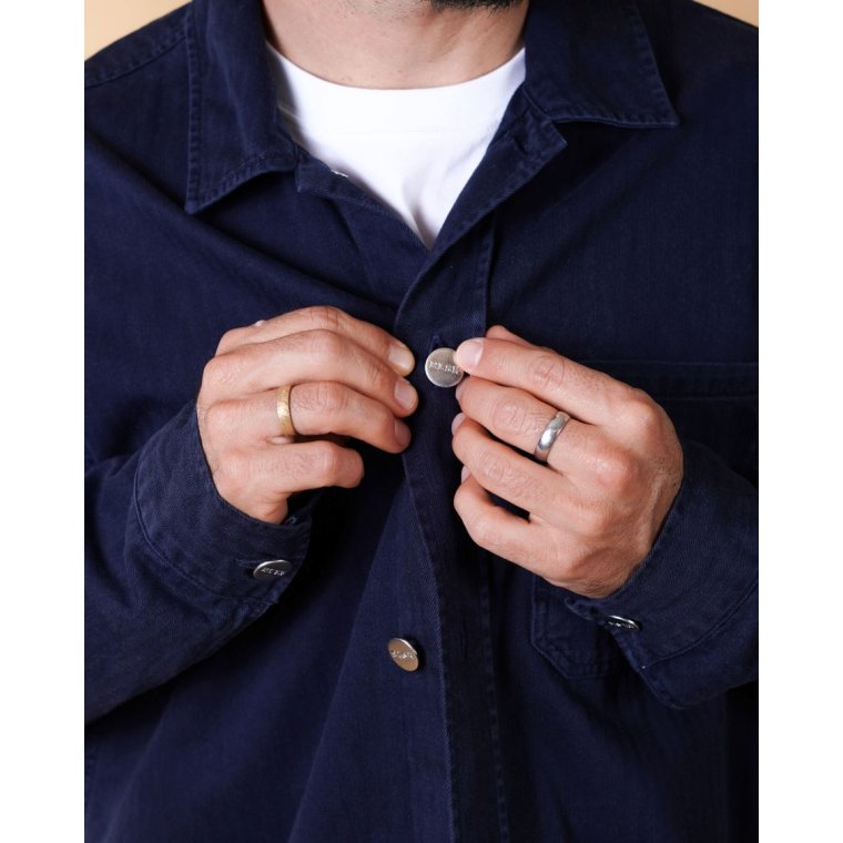 ELSK - HERRINGBONE MEN'S SIGNATURE OVERSHIRT - DARK NAVY