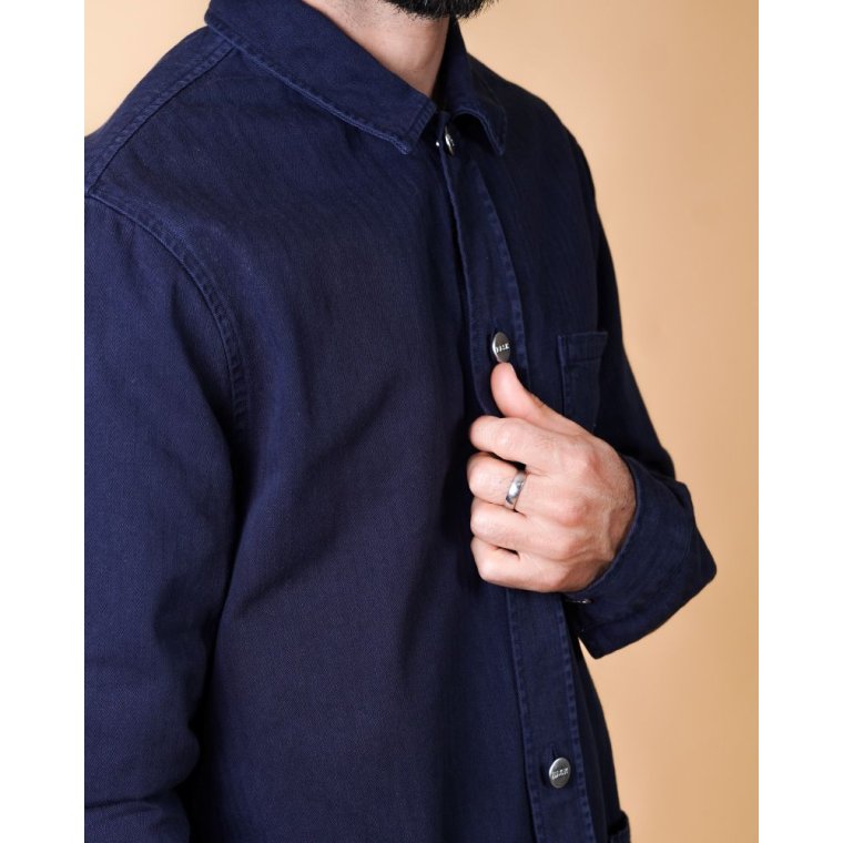 ELSK - HERRINGBONE MEN'S SIGNATURE OVERSHIRT - DARK NAVY
