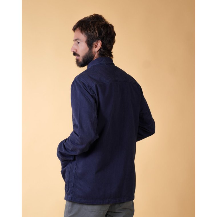 ELSK - HERRINGBONE MEN'S SIGNATURE OVERSHIRT - DARK NAVY