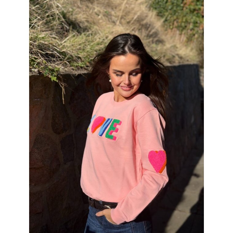 LULU�S LOVE - Love sweatshirt double heart - multi/rose