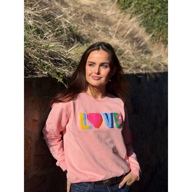 LULU�S LOVE - Love sweatshirt double heart - multi/rose