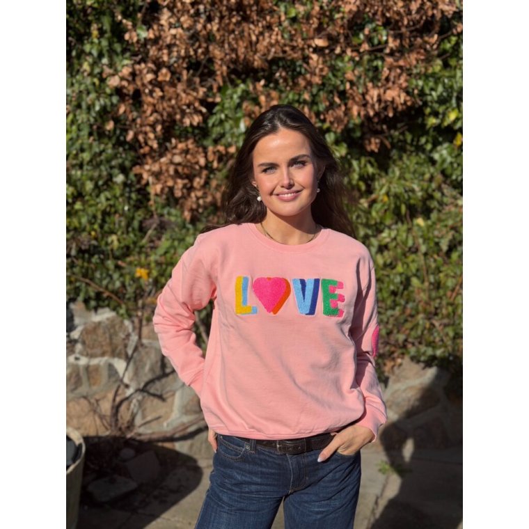 LULU�S LOVE - Love sweatshirt double heart - multi/rose