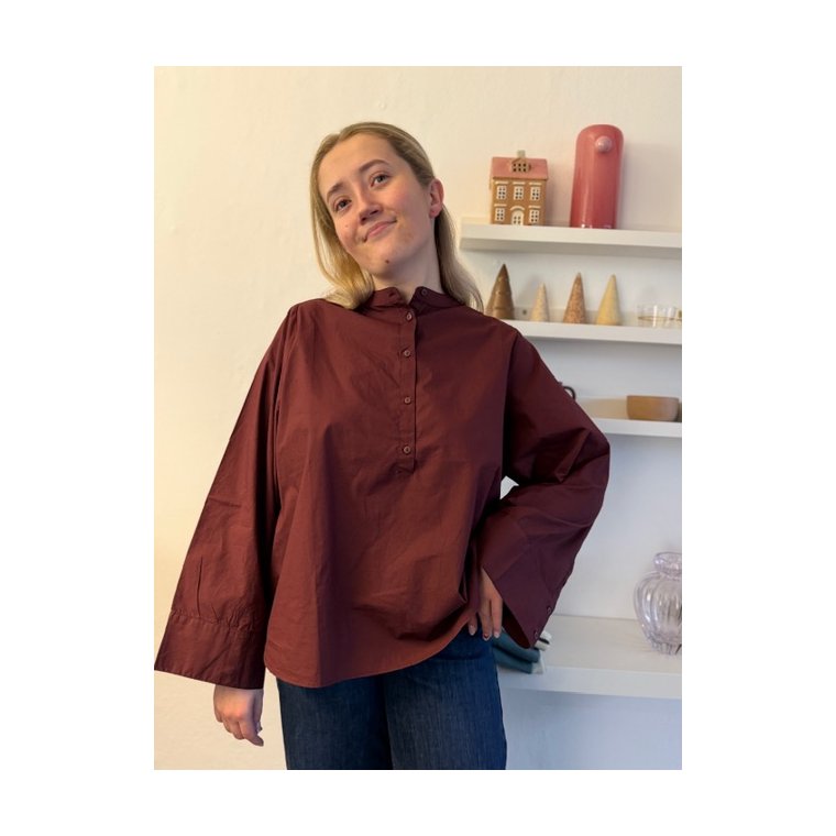 FRAU - Madrid wide sleeve shirt - Red Mahogany