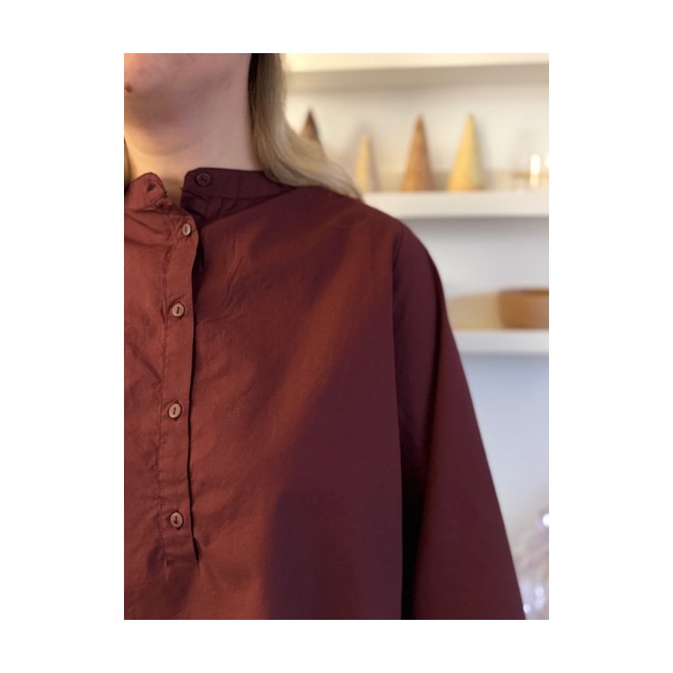 FRAU - Madrid wide sleeve shirt - Red Mahogany