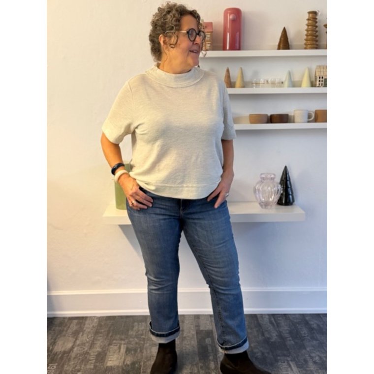 By Basics - 4070 shirt w raw edges ss - pearl grey melange