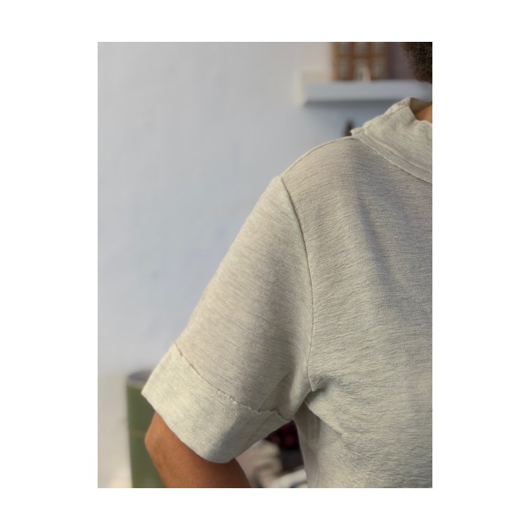 By Basics - 4070 shirt w raw edges ss - pearl grey melange