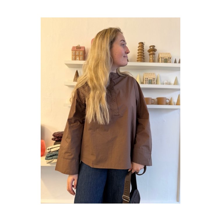FRAU - Madrid wide sleeve shirt - Coffee Quartz