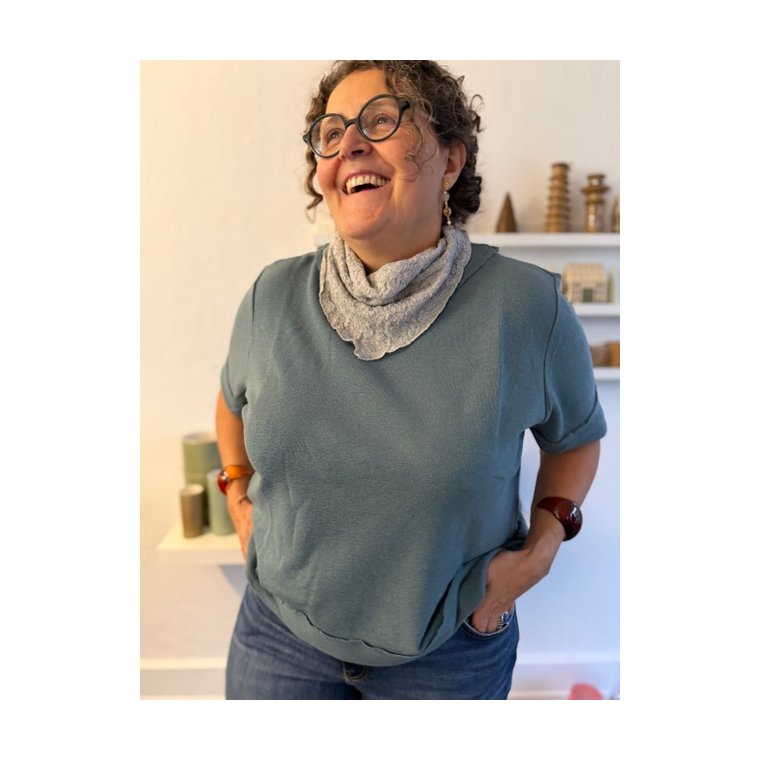 By Basics - 4070 shirt w raw edges ss - zinc