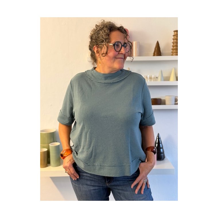 By Basics - 4070 shirt w raw edges ss - zinc