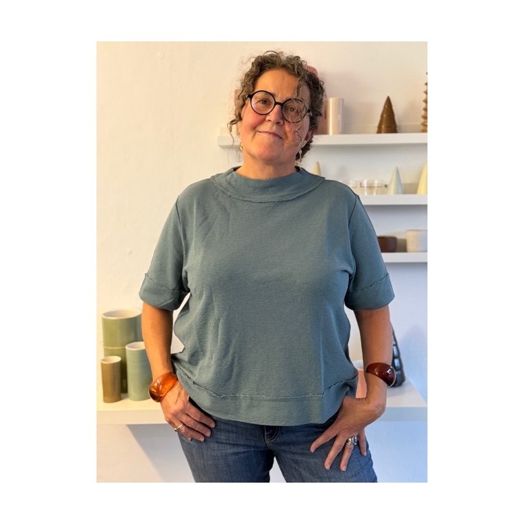 By Basics - 4070 shirt w raw edges ss - zinc