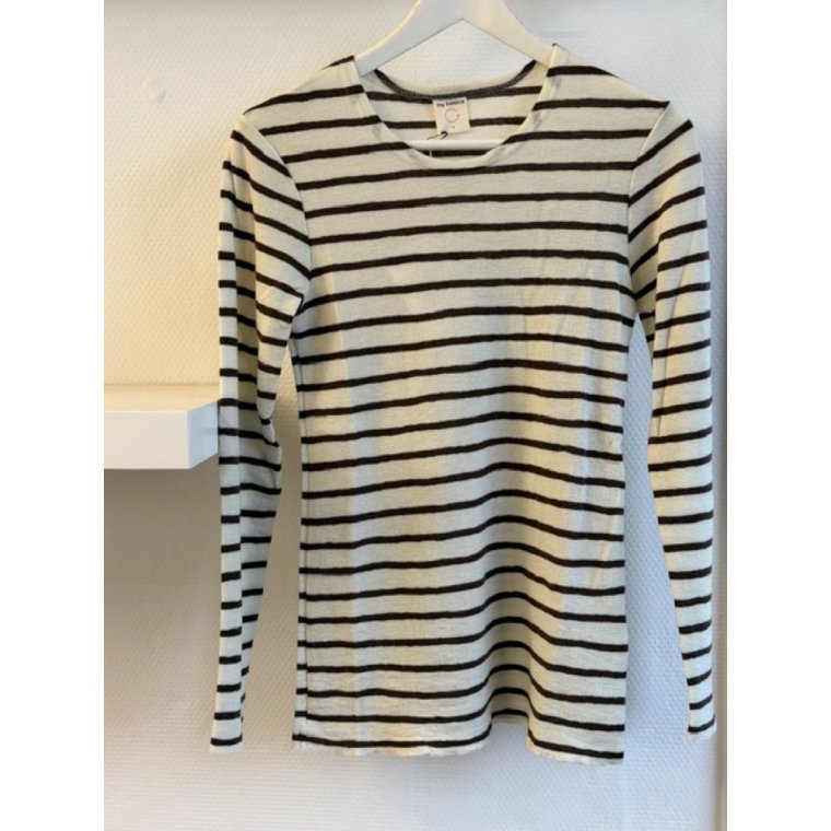 By Basics - 4002 shirt r-neck l/s - raw white/chestnut