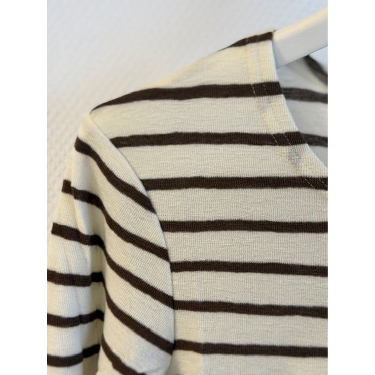 By Basics - 4002 shirt r-neck l/s - raw white/chestnut