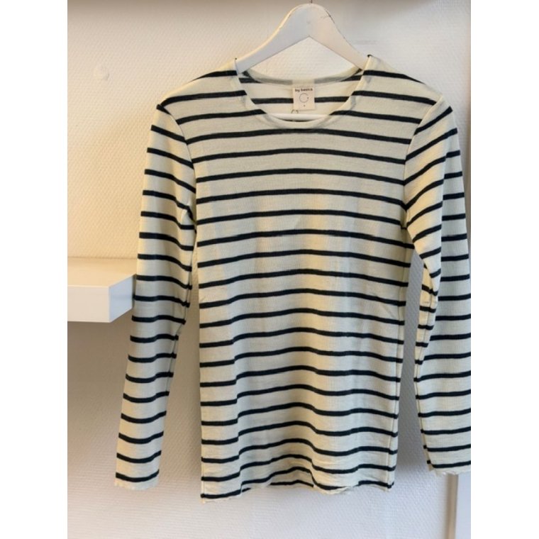 By Basics - 4002 shirt r-neck l/s - raw white/asphalt