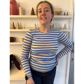 By Basics - 4002 shirt r-neck l/s - raw white/milky blue