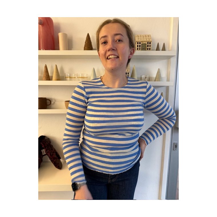 By Basics - 4002 shirt r-neck l/s - raw white/milky blue