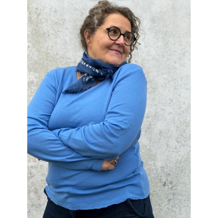 By Basics - 4002 shirt r-neck l/s - milky blue