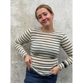 By Basics - 4002 shirt r-neck l/s - raw white/asphalt