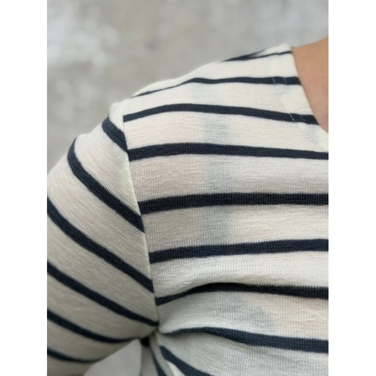 By Basics - 4002 shirt r-neck l/s - raw white/asphalt