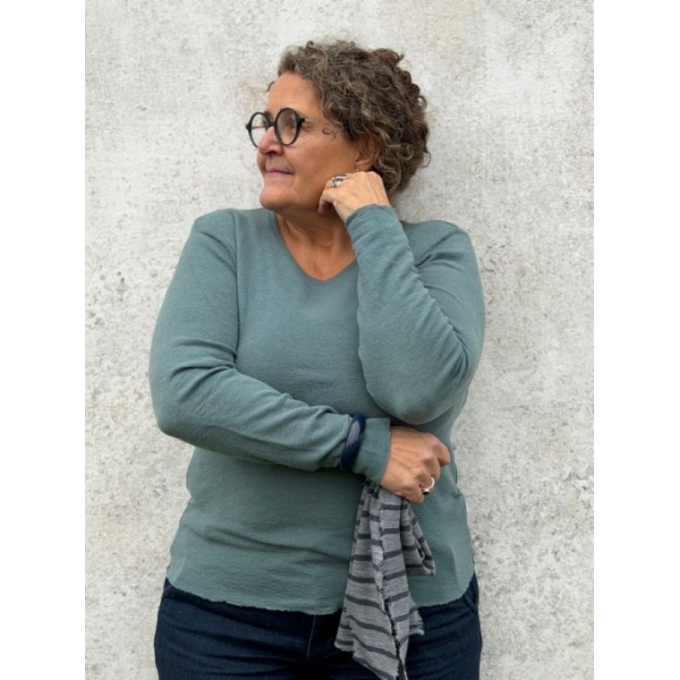 By Basics - 4002 shirt r-neck l/s - zinc