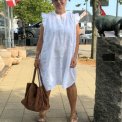 FRAU - Napoli pure linen deco knee dress - Bright White