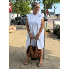 FRAU - Napoli pure linen deco knee dress - Bright White