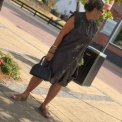 FRAU - Napoli pure linen deco knee dress - Beluga
