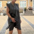 FRAU - Napoli pure linen deco knee dress - Beluga