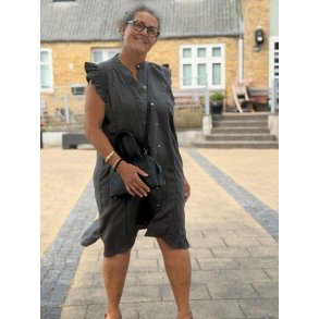 FRAU - Napoli pure linen deco knee dress - Beluga
