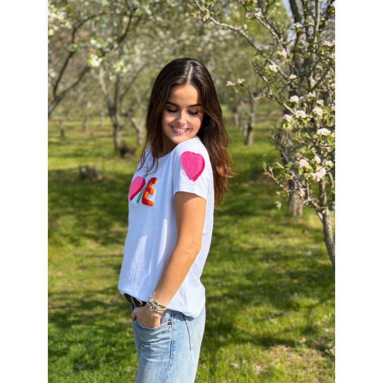 LULU�S LOVE - Love T-shirt short sleeves - Double heart - multi/white
