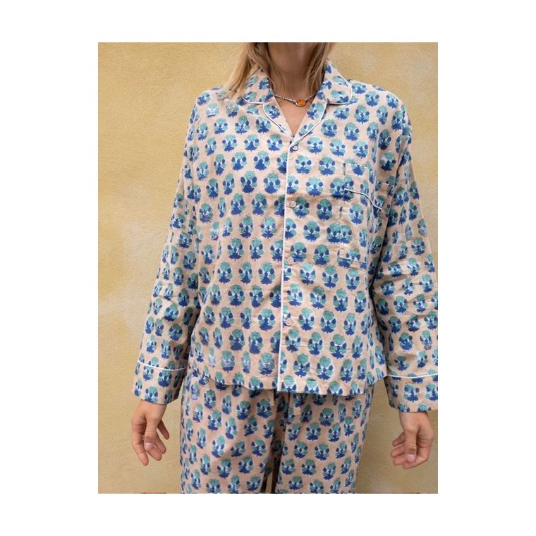 Craft Sisters - Classic Pyjamas Blockprint - 940 Beige and Blue