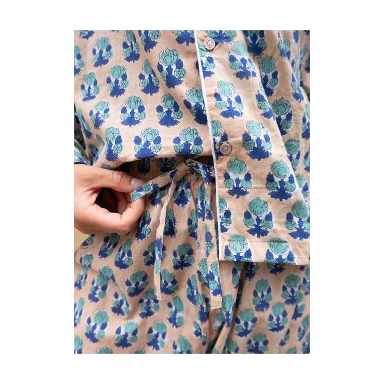 Craft Sisters - Classic Pyjamas Blockprint - 940 Beige and Blue