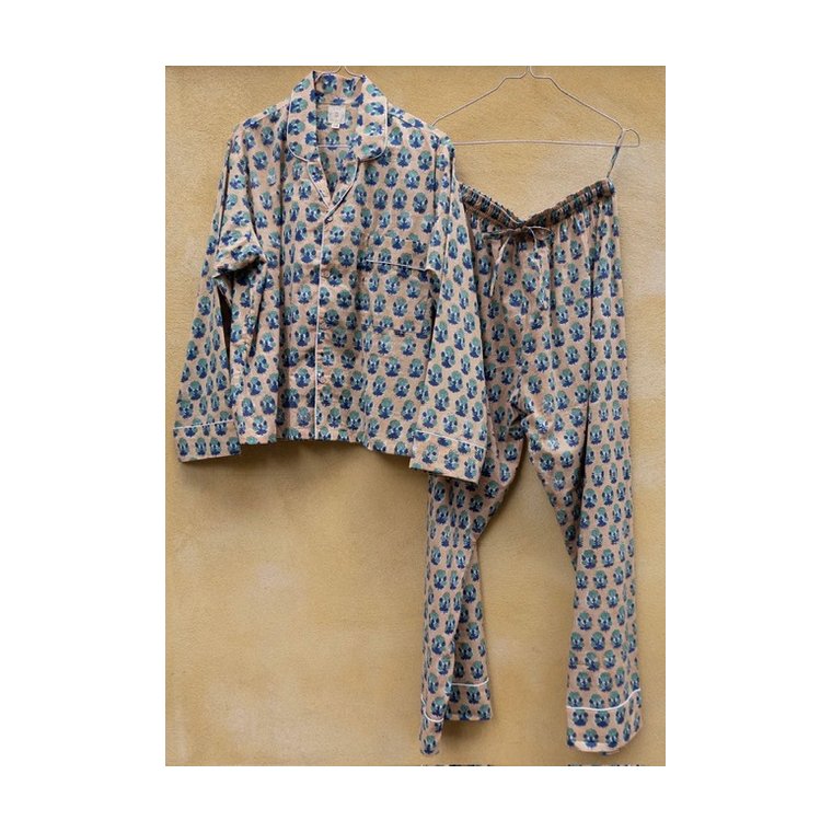 Craft Sisters - Classic Pyjamas Blockprint - 940 Beige and Blue