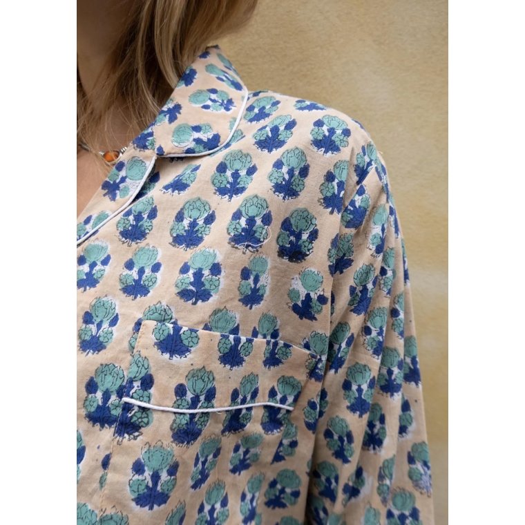 Craft Sisters - Classic Pyjamas Blockprint - 940 Beige and Blue