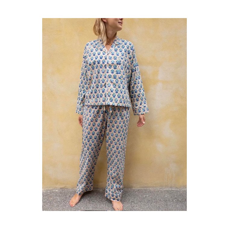 Craft Sisters - Classic Pyjamas Blockprint - 940 Beige and Blue