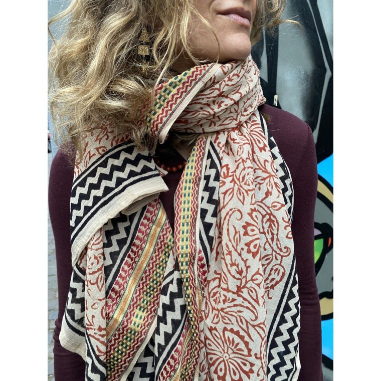 Craft Sisters - Bagru Scarf - Ruby Red 321