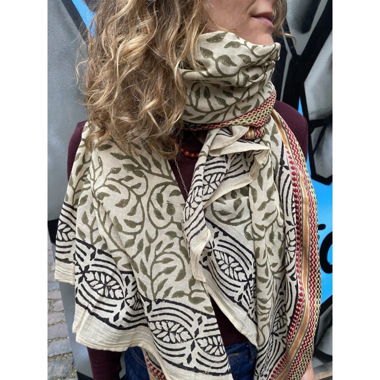Craft Sisters - Bagru Scarf - GREEN LEAF 242