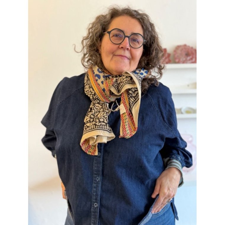 Craft Sisters - Bagru Scarf - Blue Leo