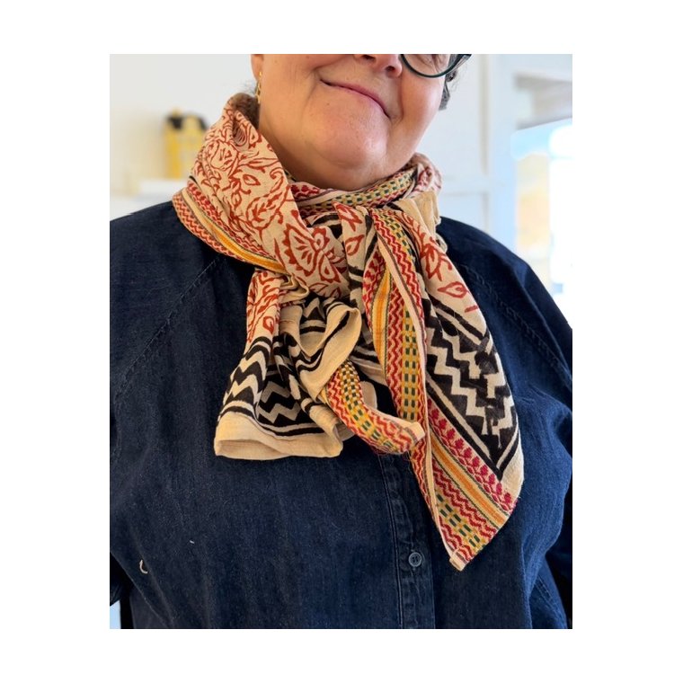 Craft Sisters - Bagru Scarf - Ruby Red 321