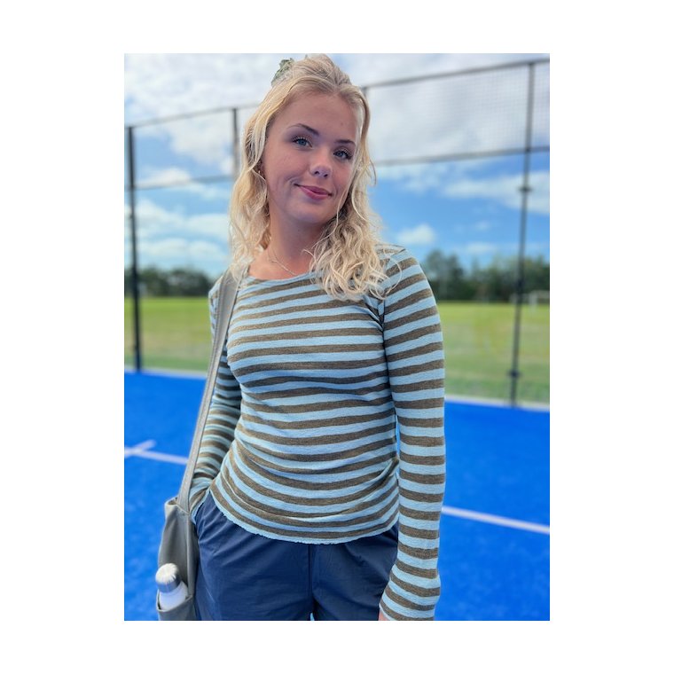 By Basics - 4002 Shirt R-Neck L/S - sea foam green/capers melange