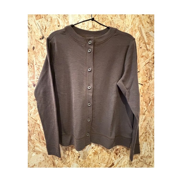 By Basics - 8022 box cardigan r-neck - chestnut