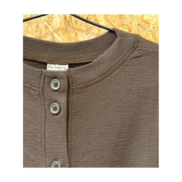 By Basics - 8022 box cardigan r-neck - chestnut