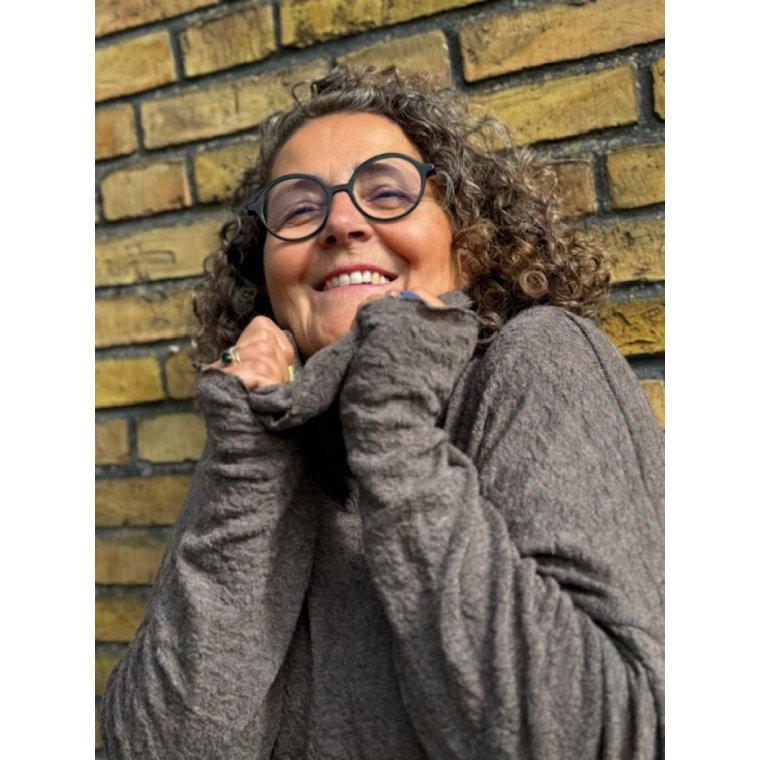 By Basics - 4501 Bubble Wool shirt wide w/large rollneck - earth melange